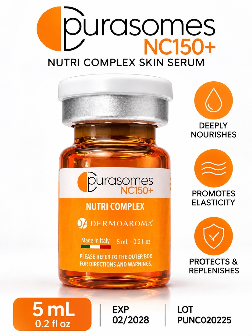 Purasomes NC150+ Nutri Complex Skin Serum 5mL Amplex+ EXP 02/2028 NEW